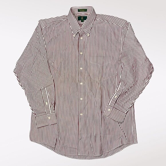 Club Room Pin Point Oxford Striped Long Sleeve Button Down Shirt L - Picture 1 of 9